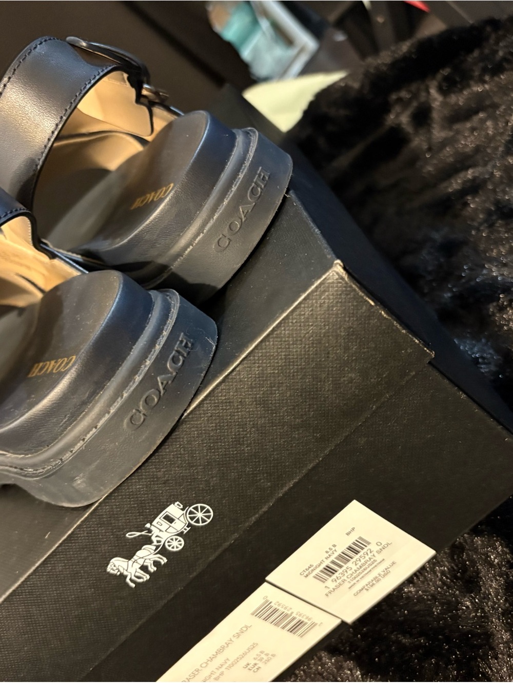 Coach Navy Signature Crisscross Slingback Sandals - Picture 4 of 5
